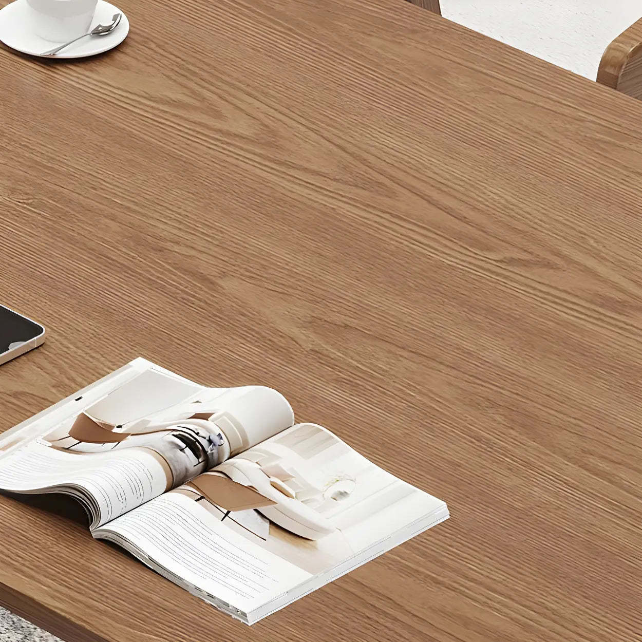 Brown Pine Wood Multi-Person Writing Desk — Table Only