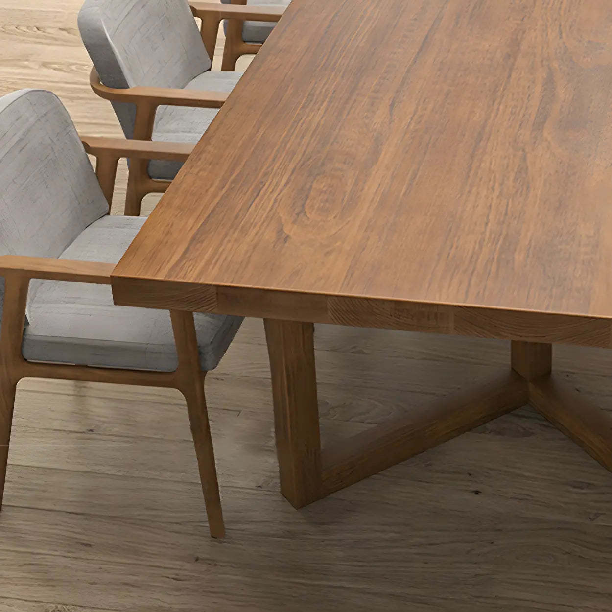 Brown Pine Sled Long Writing Desk for 10