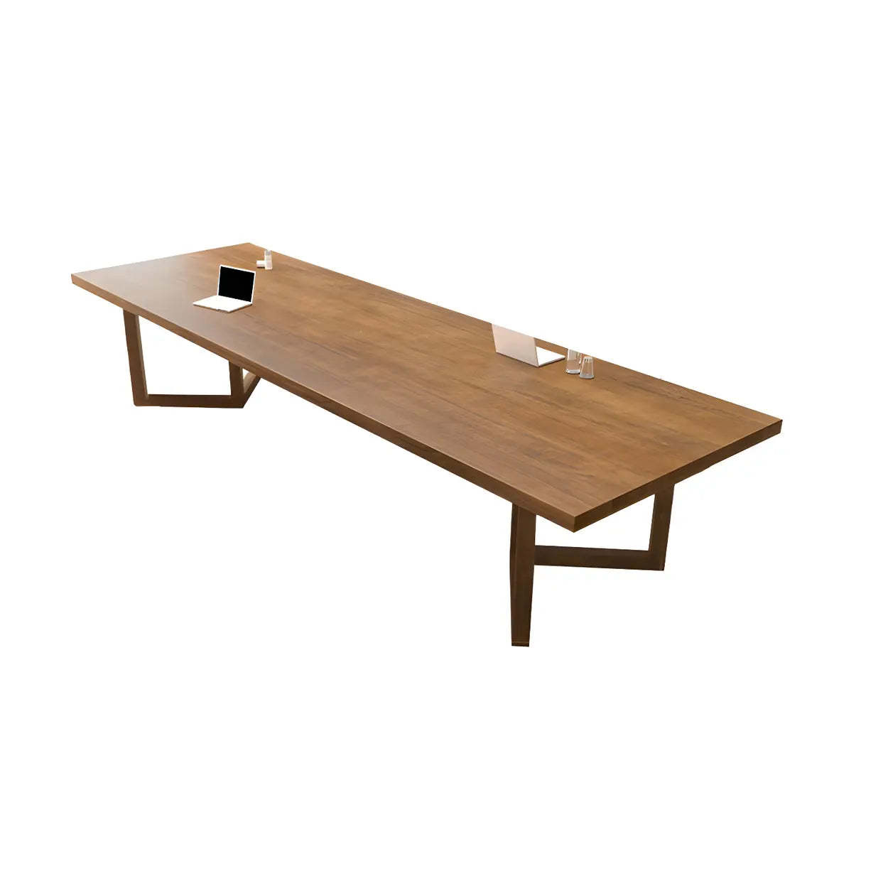 Brown Pine Sled Long Writing Desk for 10