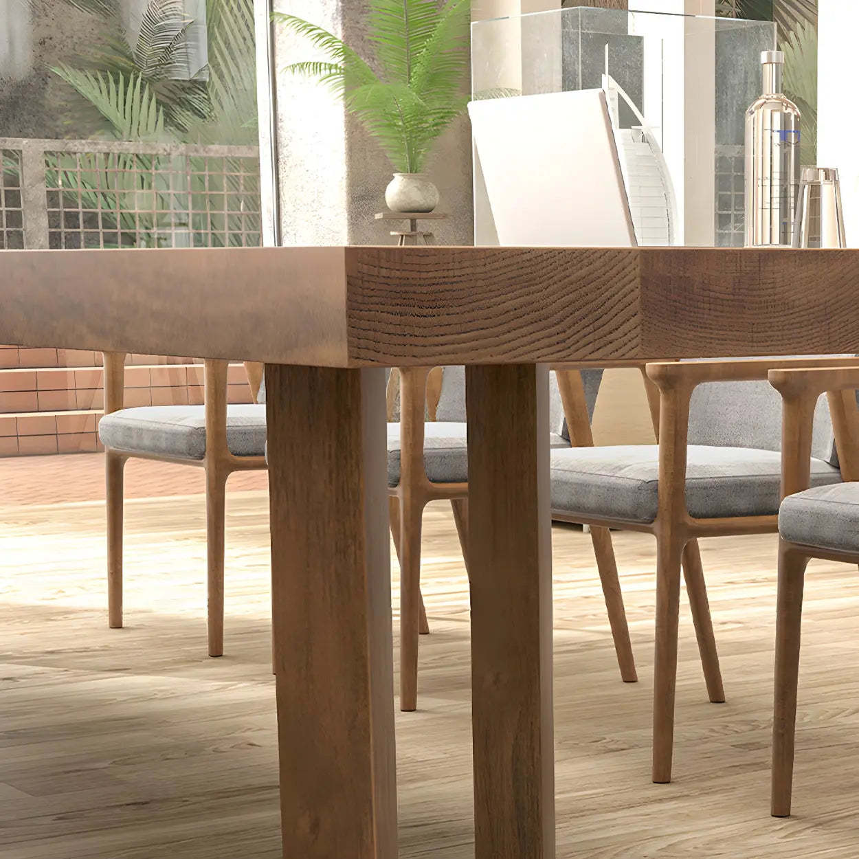 Brown Pine Sled Long Writing Desk for 10