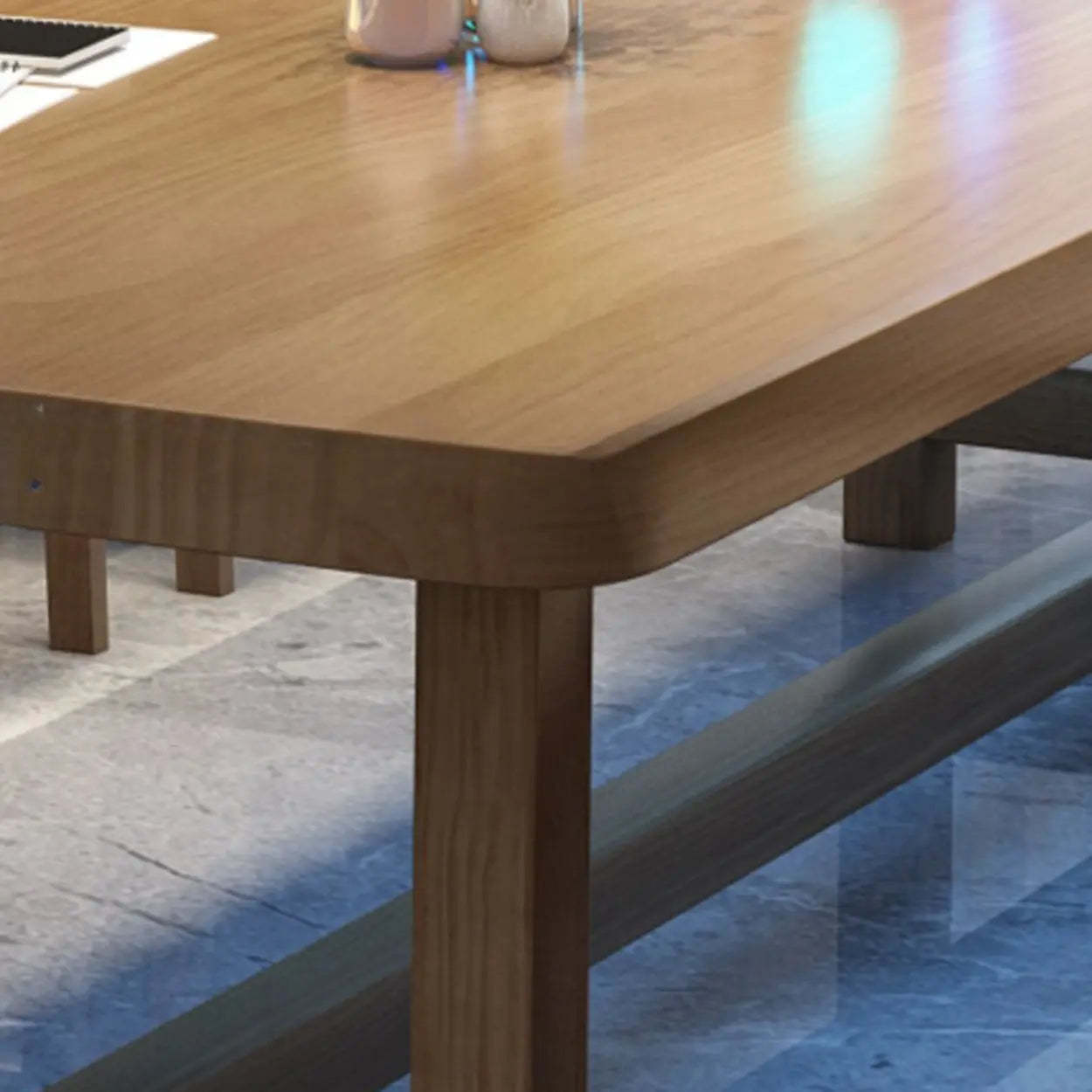 Brown Pine Trestle Study Desk for Eight
