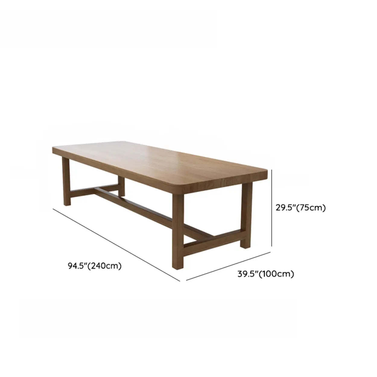 Brown Pine Trestle Study Desk for Eight
