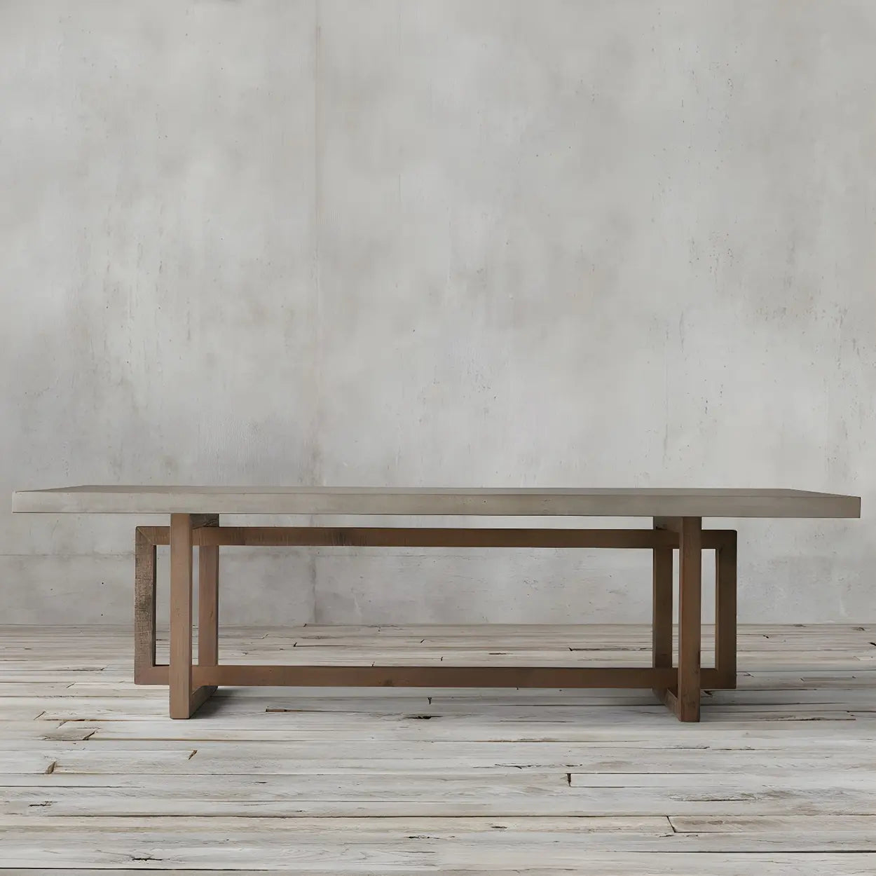 Brown Pine Sleith Long Writing Desk — Table Only