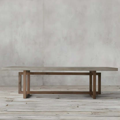 Brown Pine Sleith Long Writing Desk — Table Only