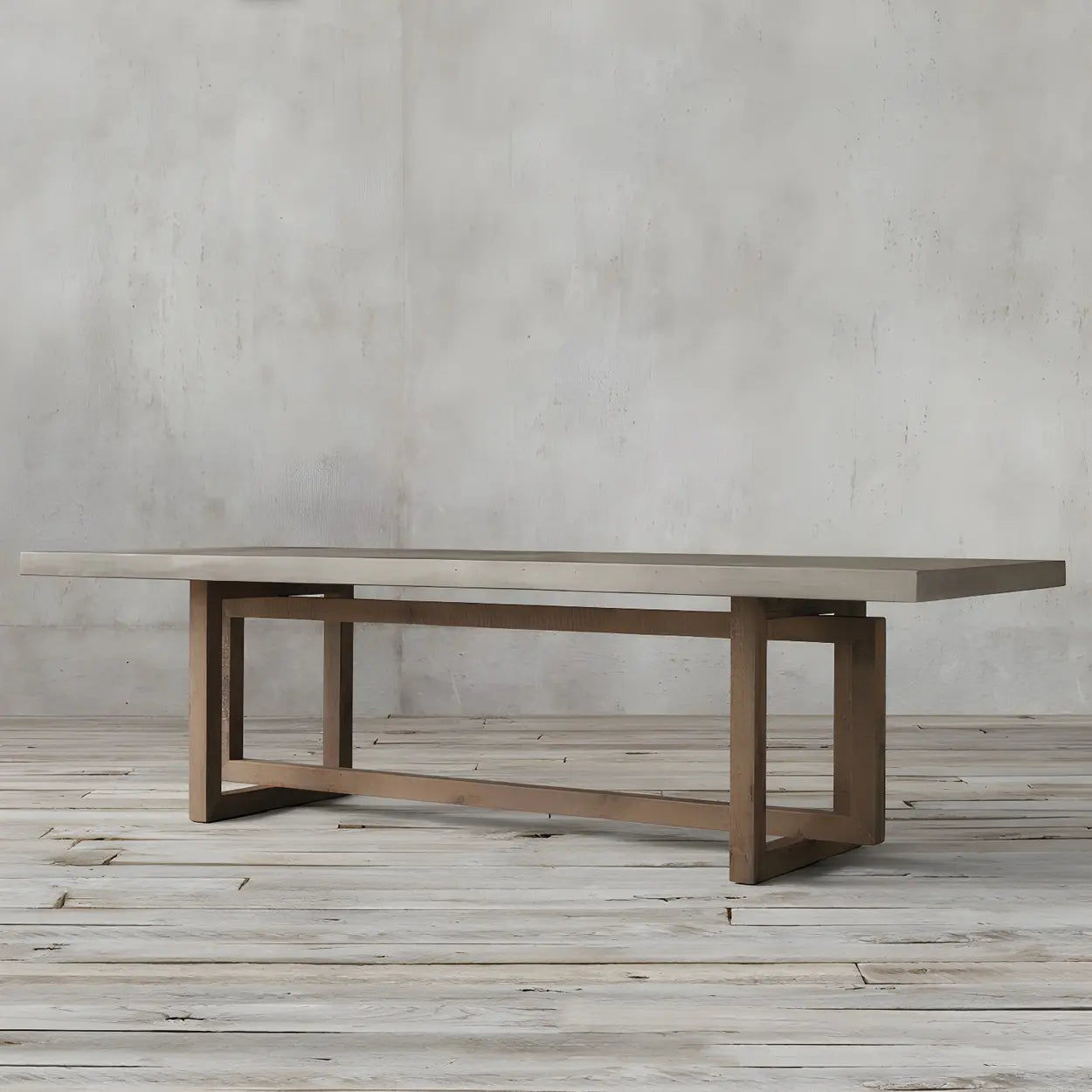 Brown Pine Sleith Long Writing Desk — Table Only
