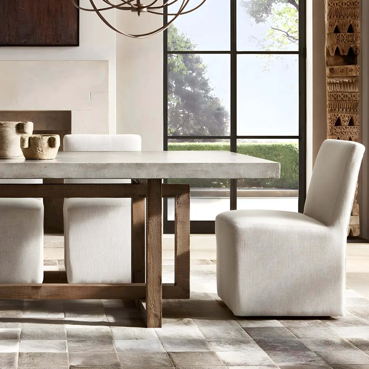 Brown Pine Sleith Long Writing Desk — Table Only
