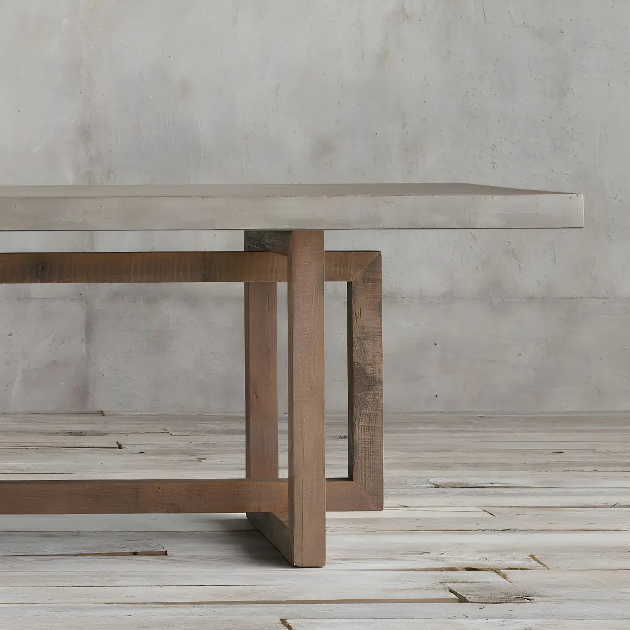 Brown Pine Sleith Long Writing Desk — Table Only