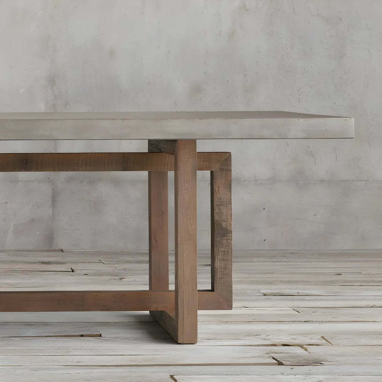 Brown Pine Sleith Long Writing Desk — Table Only