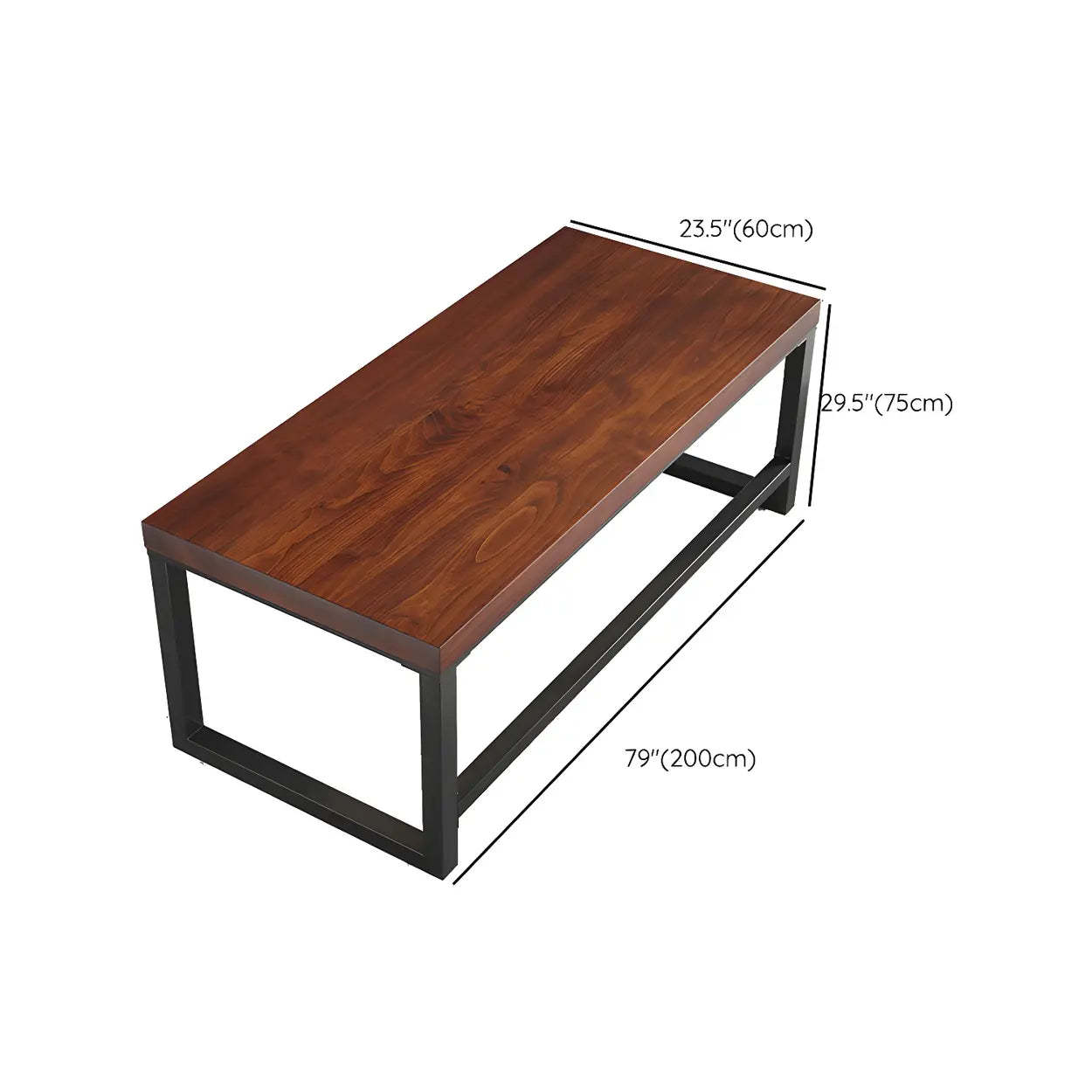 Brown Pine Wood Steel Sled Gaming Desk