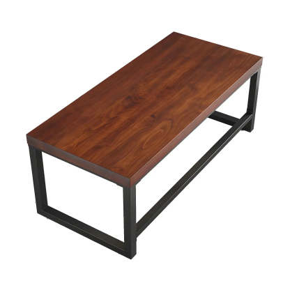 Brown Pine Wood Steel Sled Gaming Desk — Table Only