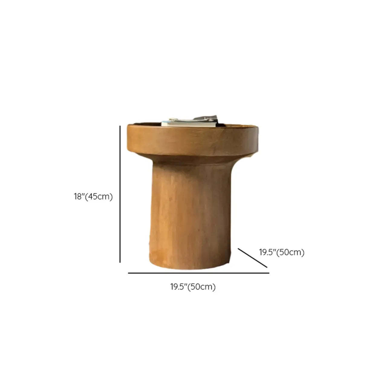 Brown Pine Wood Tray Top Round Coffee Table