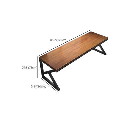 Brown Pine Wood Iron Sledge Gaming Desk