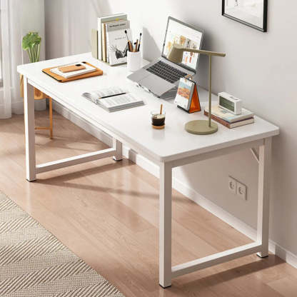 Butcher Block H-Shape Writing Desk — White / Table Only