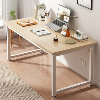 Butcher Block H-Shape Writing Desk — White / Table Only