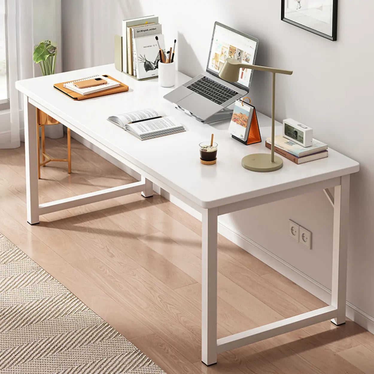 Butcher Block H-Shape Writing Desk
