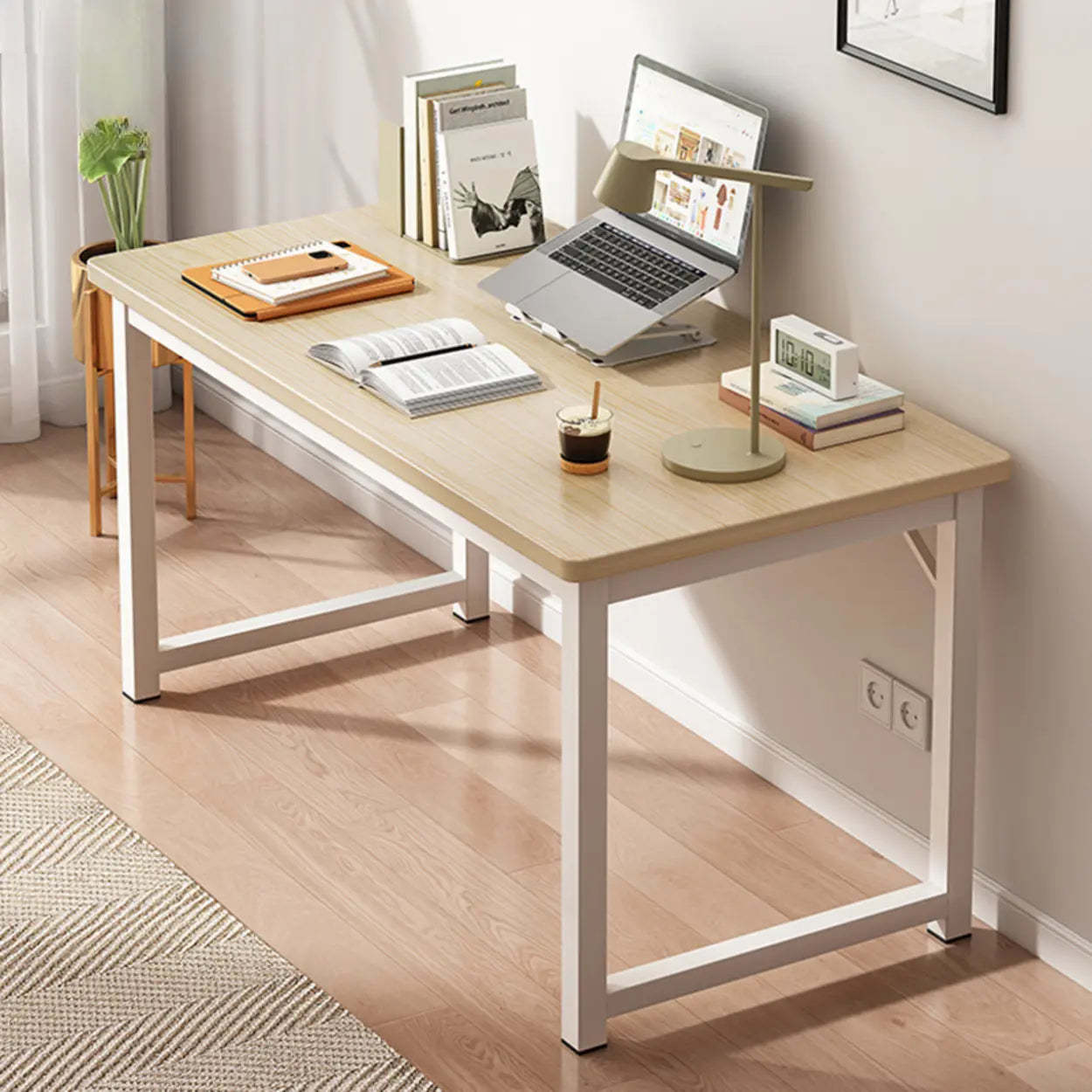 Butcher Block H-Shape Writing Desk — Brown / Table Only