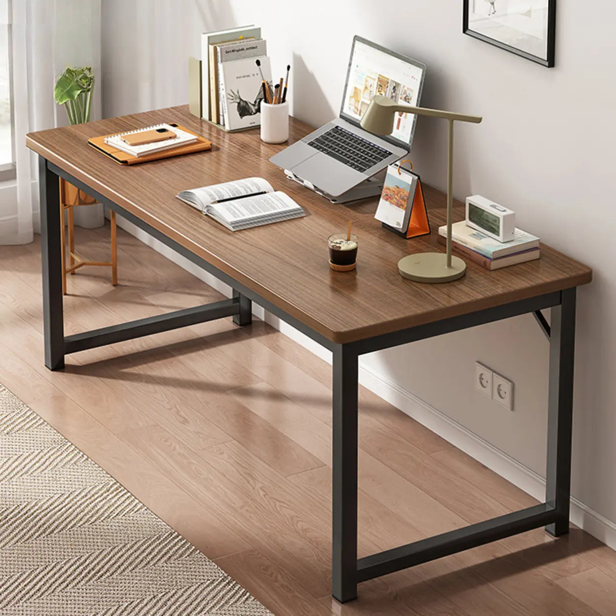 Butcher Block H-Shape Writing Desk