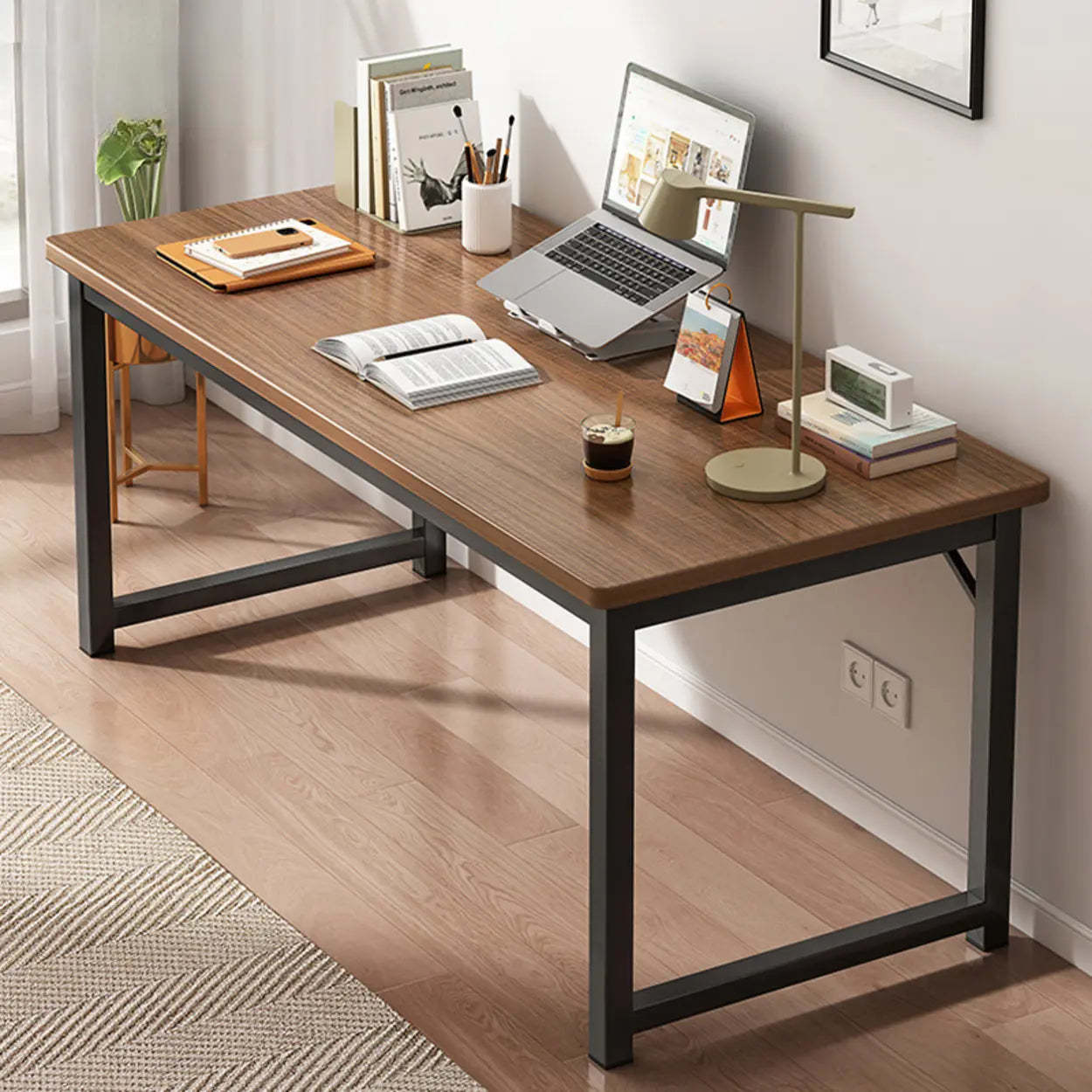 Butcher Block H-Shape Writing Desk