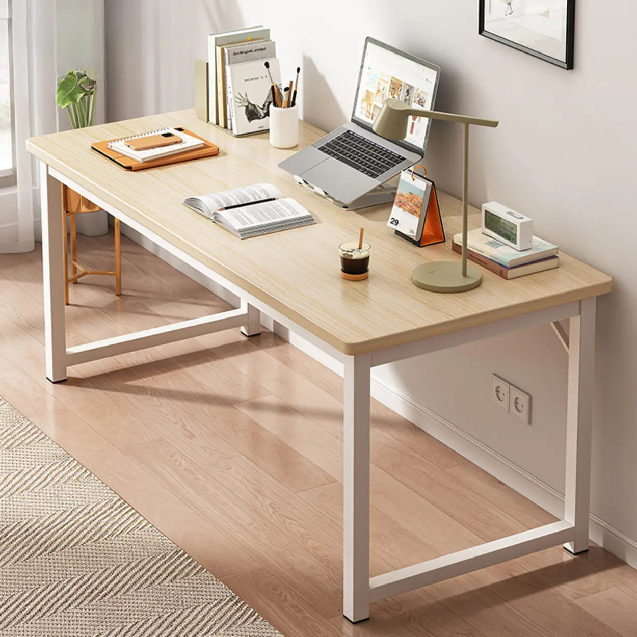 Butcher Block H-Shape Writing Desk