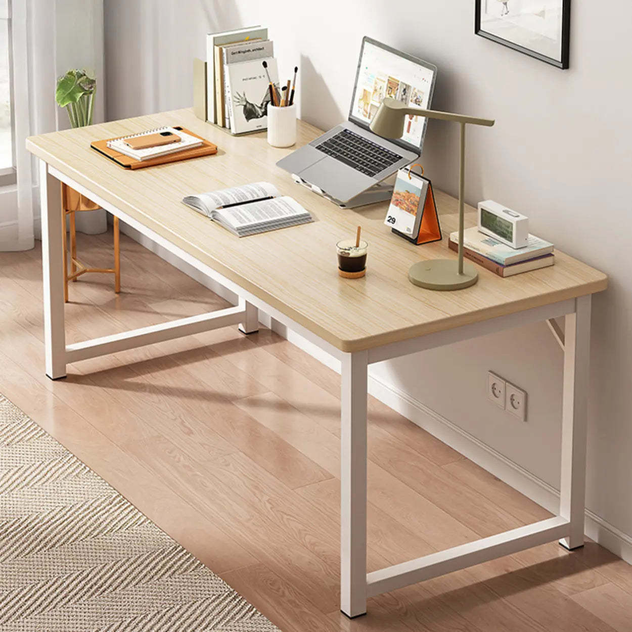Butcher Block H-Shape Writing Desk