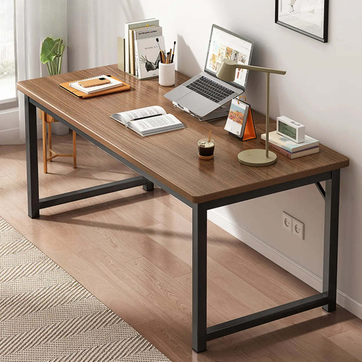Butcher Block H-Shape Writing Desk