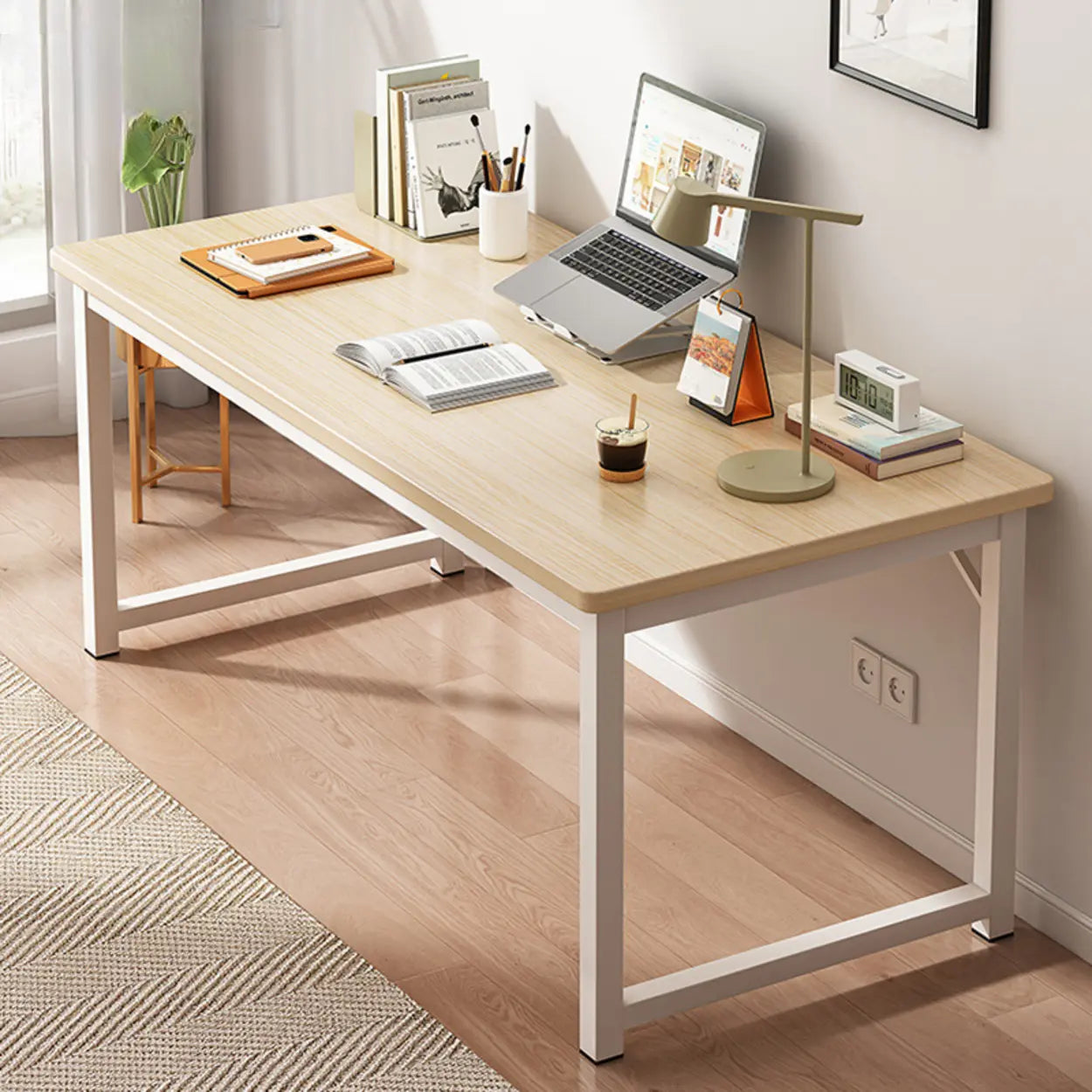 Butcher Block H-Shape Writing Desk