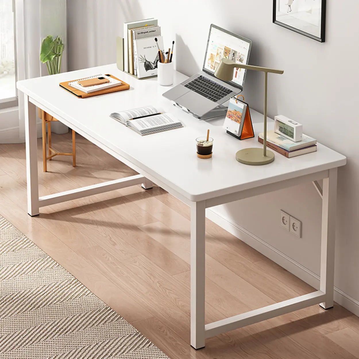 Butcher Block H-Shape Writing Desk