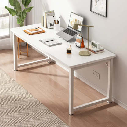 Butcher Block H-Shape Writing Desk — White / Table Only