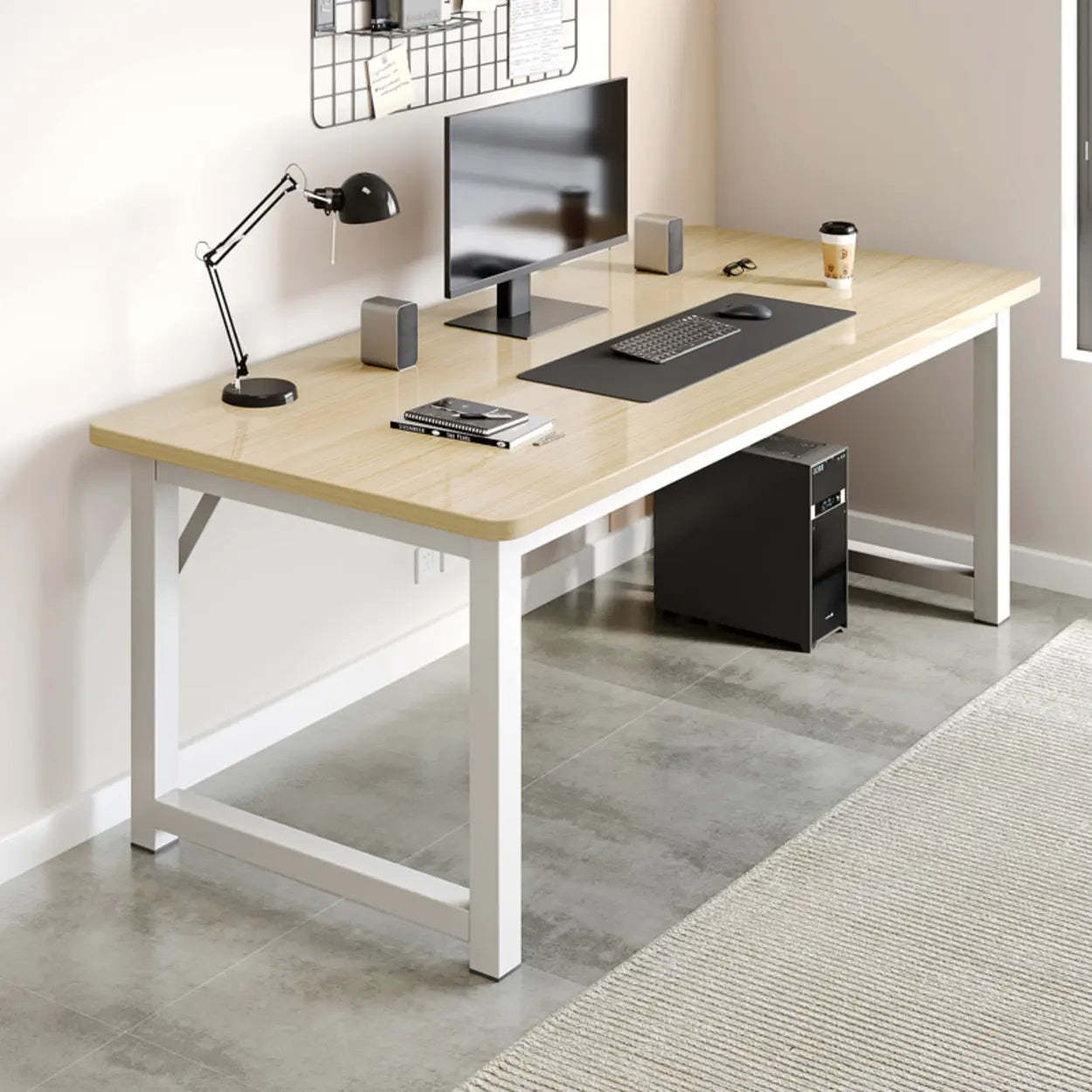 Butcher Block H-Shape Writing Desk — Brown / Table Only