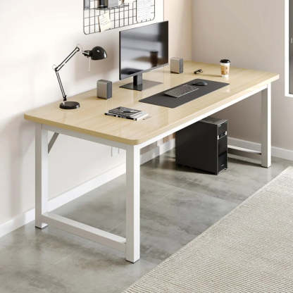 Butcher Block H-Shape Writing Desk — Brown / Table Only