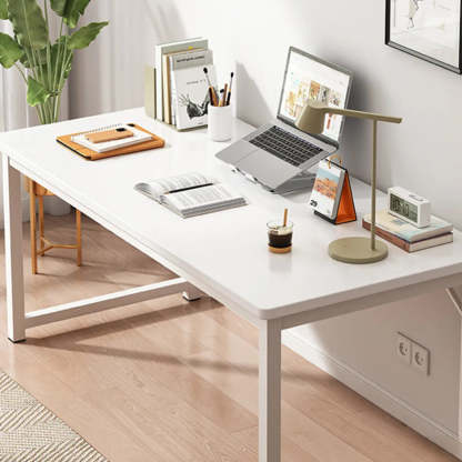 Butcher Block H-Shape Writing Desk — White / Table Only