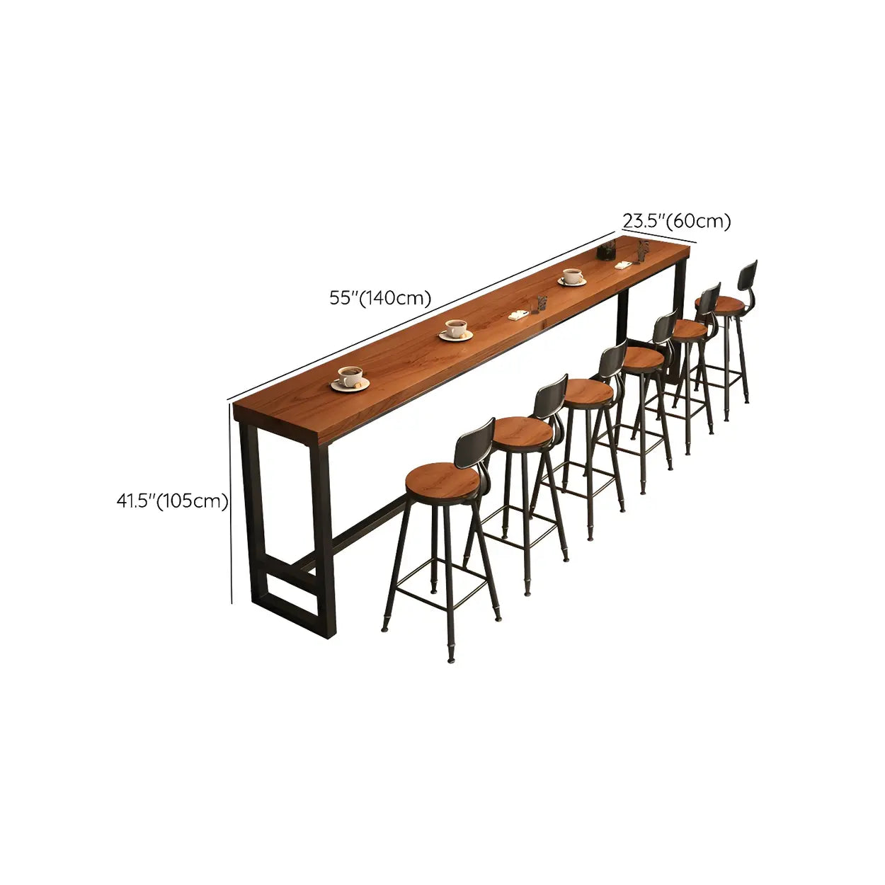 Brown Rectangular Wood Bar Table — Table Only