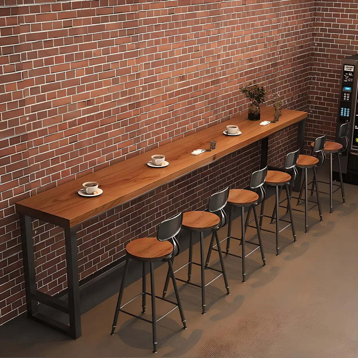 Brown Rectangular Wood Bar Table — Table Only