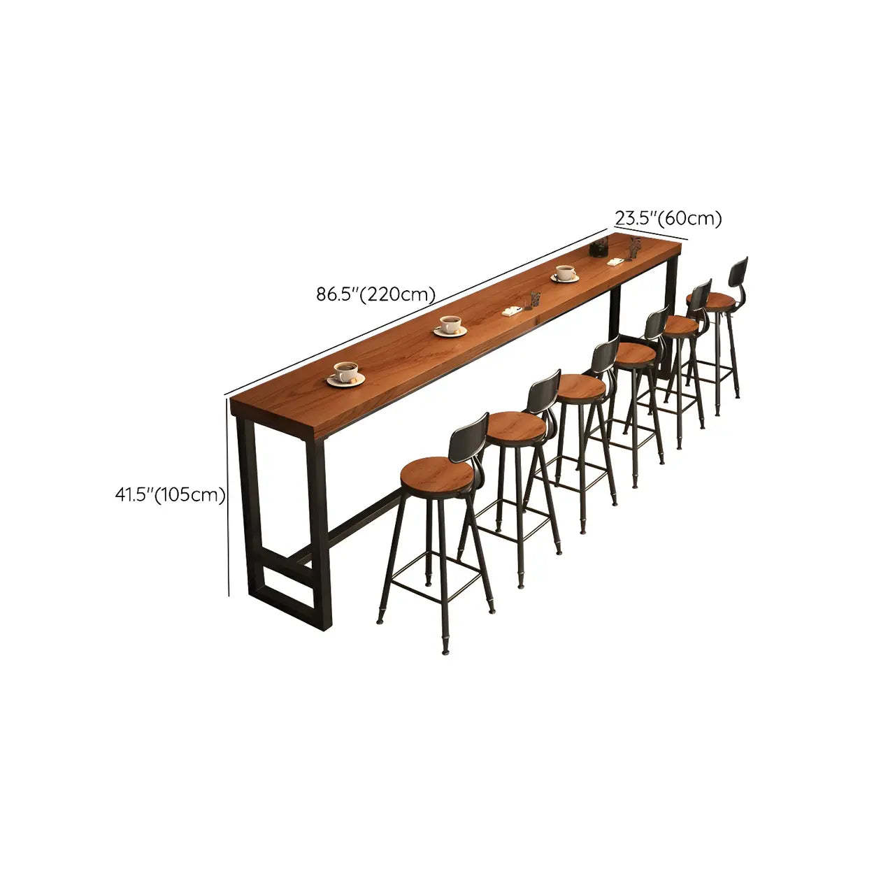 Brown Rectangular Wood Bar Table