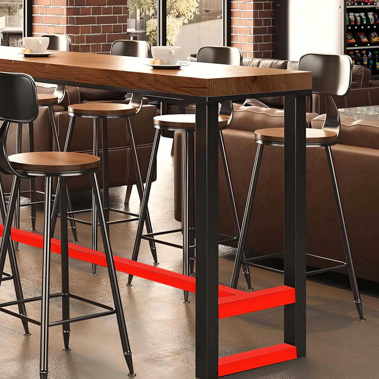 Brown Rectangular Wood Bar Table — Table Only