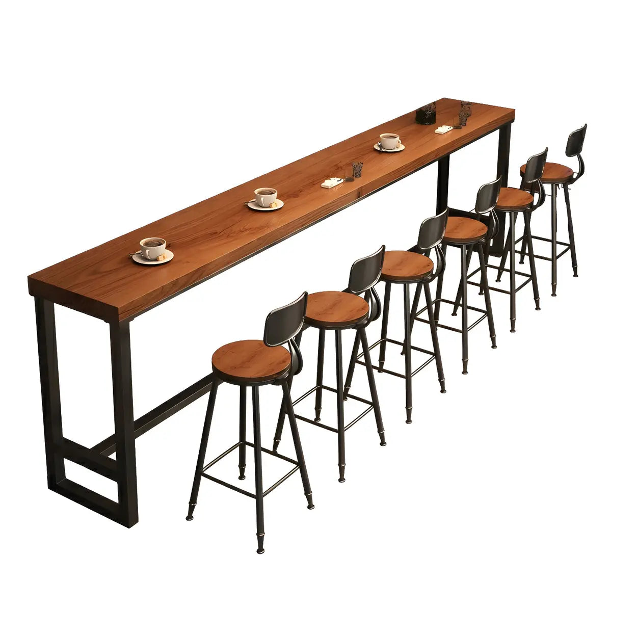 Brown Rectangular Wood Bar Table — Table Only