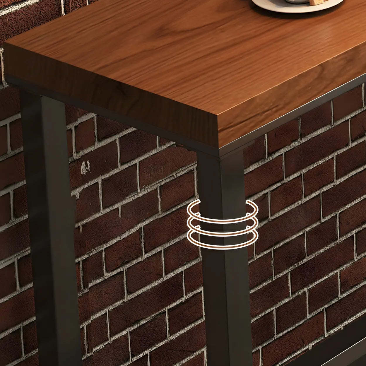 Brown Wood Large Bar Table with Metal Legs — Light Brown / Table Only