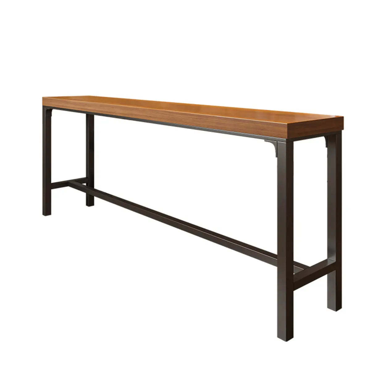 Brown Rectangular Metal Large Bar Table with Footrest