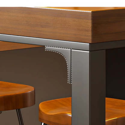 Brown Rectangular Metal Large Bar Table with Footrest