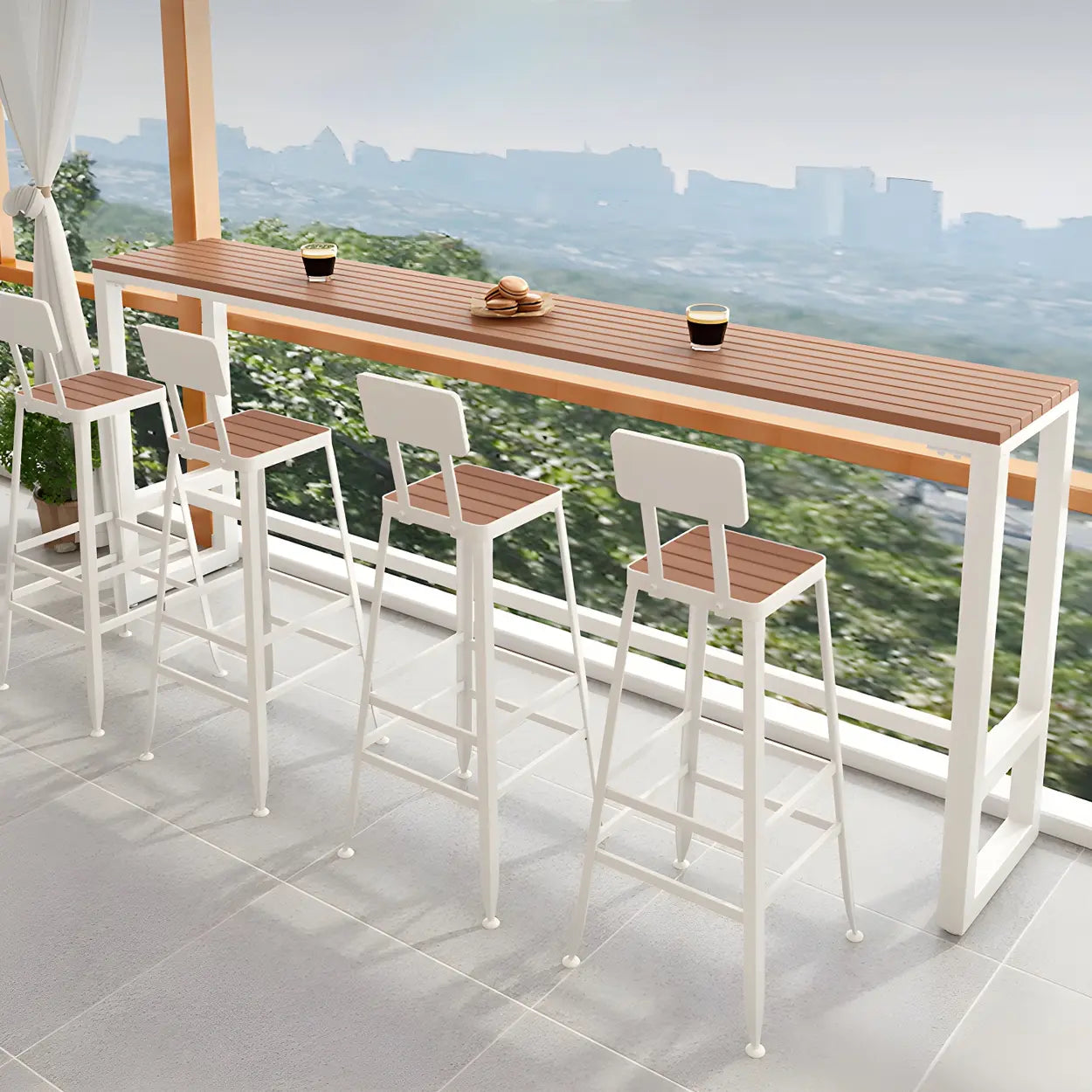 Metal Outdoor Bar Table with Footrest