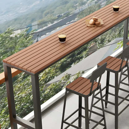 Brown modern footrest bar tables — 55.1"L x 15.7"W x 41.3"H / White