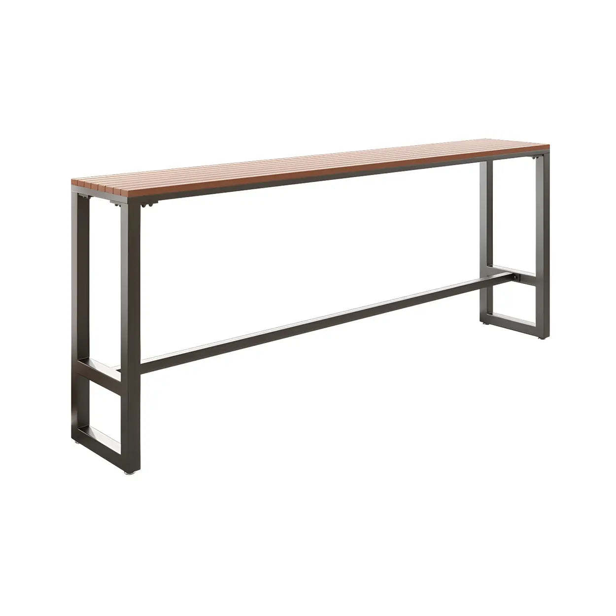 Modern footrest brown metal bar tables, Lighom — 63"L x 15.7"W x 41.3"H / Black