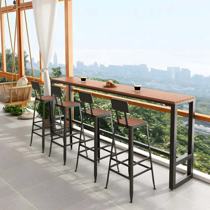 Lighom modern footrest brown bar tables in metal — 70.9"L x 15.7"W x 41.3"H / White