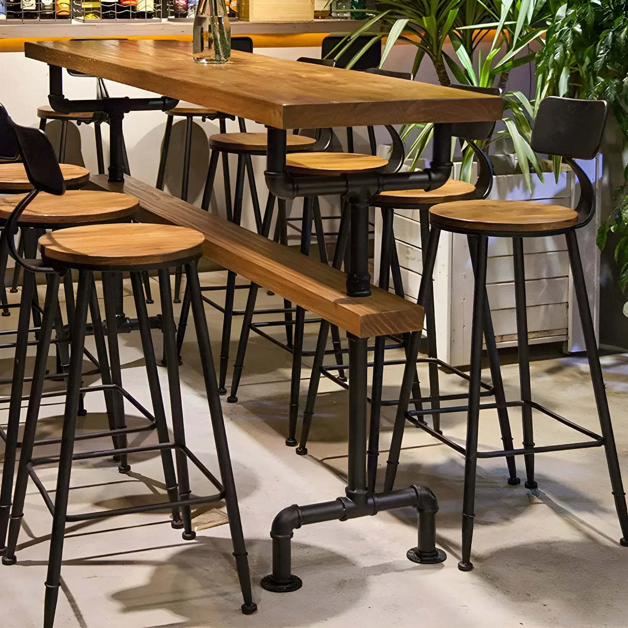 Industrial Pine Rectangular Bar Table — Table Only