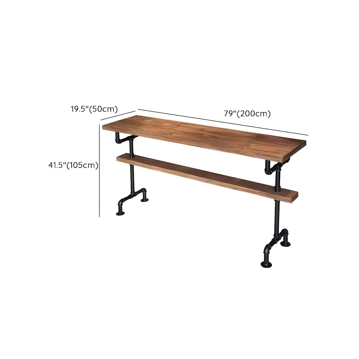 Industrial Pine Rectangular Bar Table
