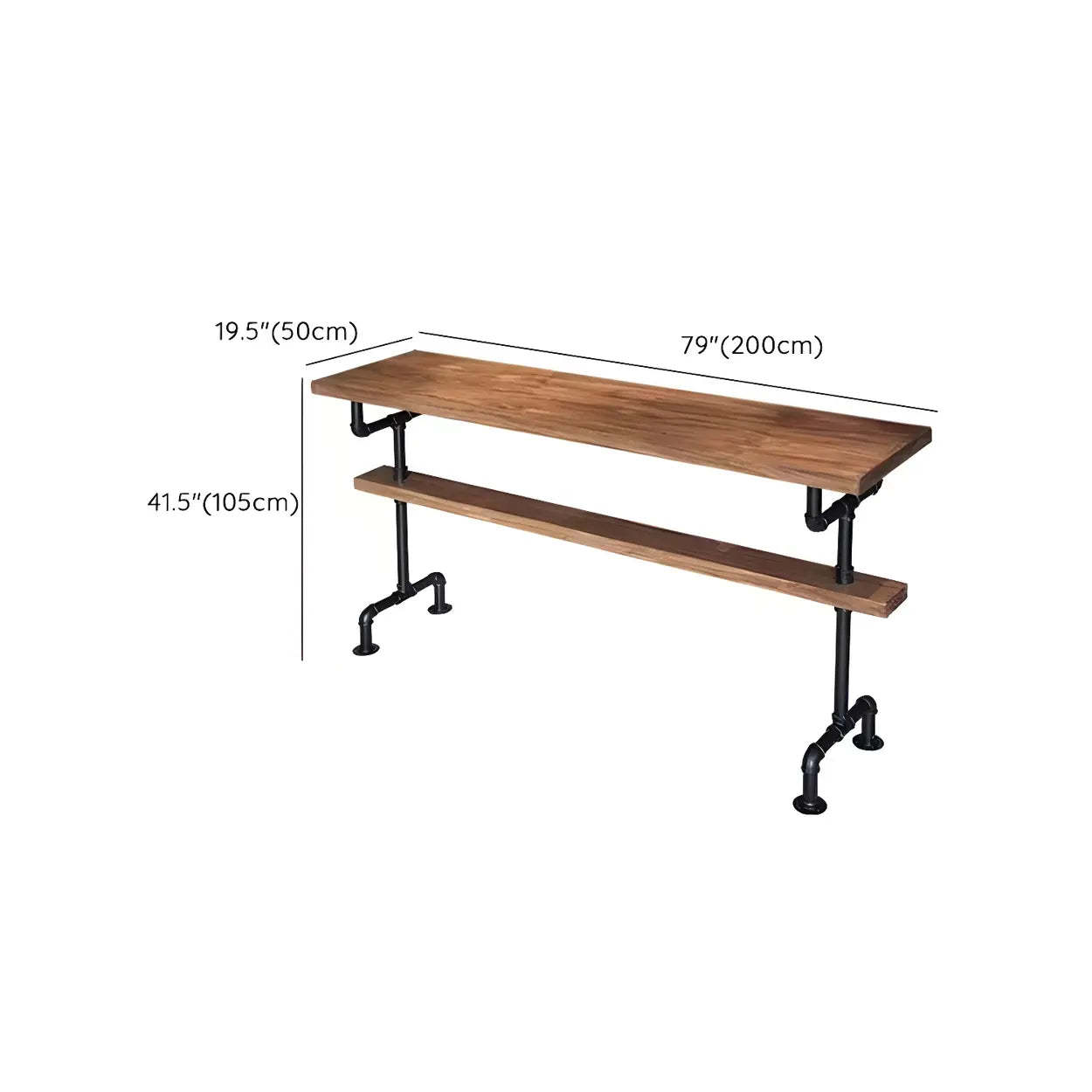 Industrial Pine Rectangular Bar Table