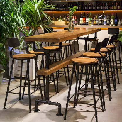 Industrial Pine Rectangular Bar Table — Table Only