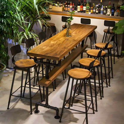 Industrial Pine Rectangular Bar Table — Table Only