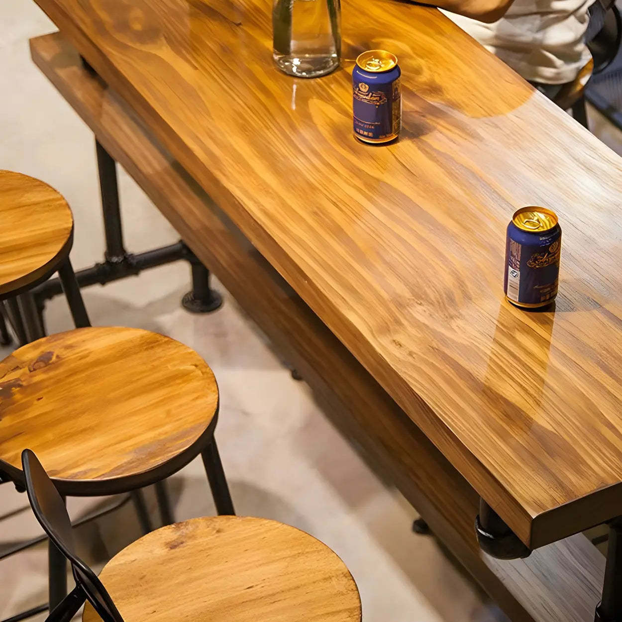 Industrial Pine Rectangular Bar Table — Table Only