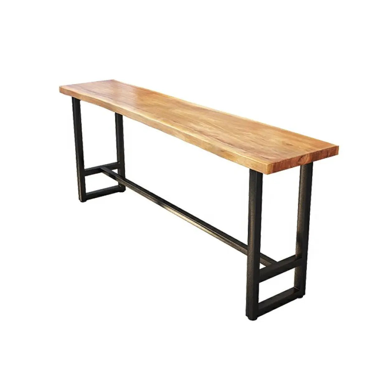 Large Wood-Iron Bar Table with Footrest — Table Only